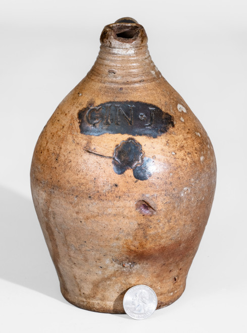 Very Rare 1/2 Gal. Stoneware GIN Jug, Thomas Warne and Joshua Letts, South Amboy, NJ, early 19th century