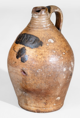 Very Rare 1/2 Gal. Stoneware GIN Jug, Thomas Warne and Joshua Letts, South Amboy, NJ, early 19th century