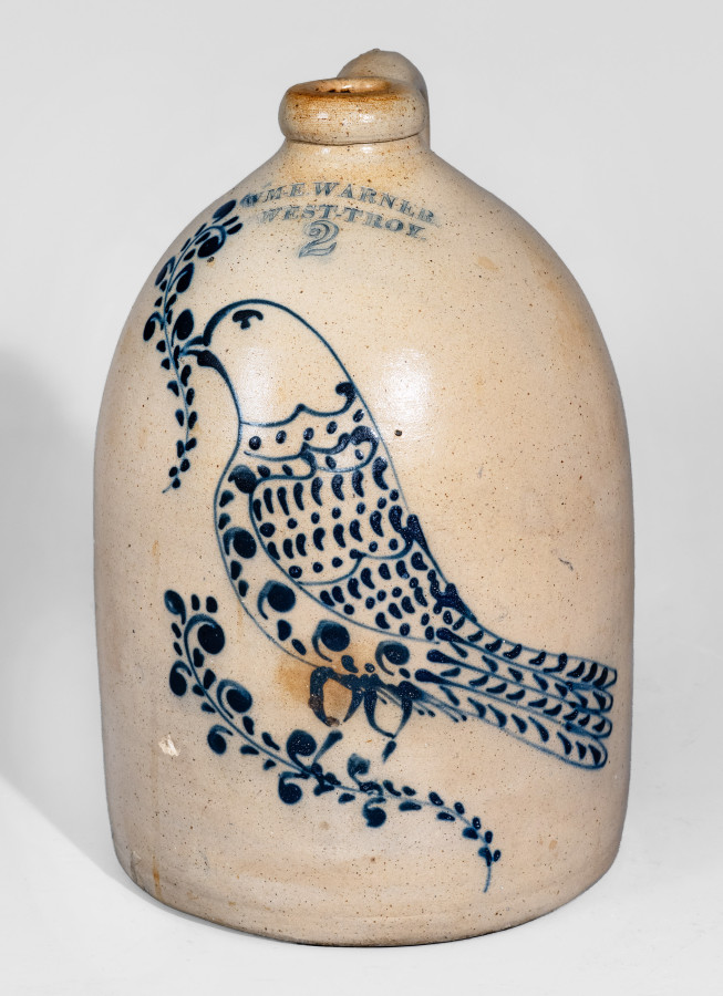 Two-Gallon William Warner / West Troy, NY Stoneware Jug.