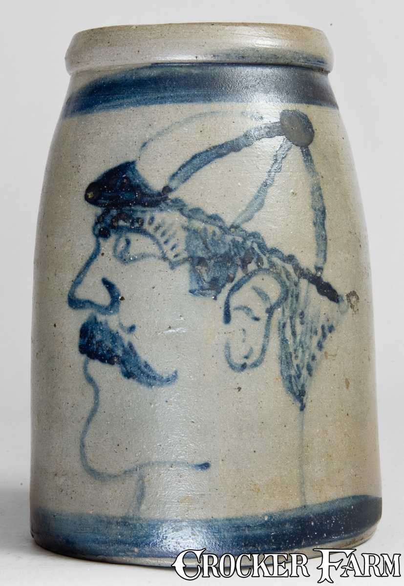 Western PA stoneware jar w/ baseball player design