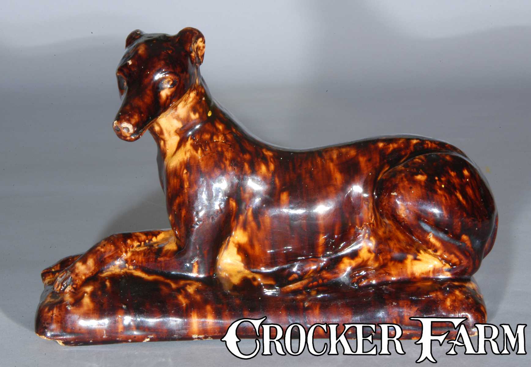 John W. Bell, Waynesboro, Pa. redware whippet figure