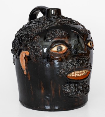Rare and Important Crooksville, Ohio Stoneware Face Jug, probably Burley & Winter