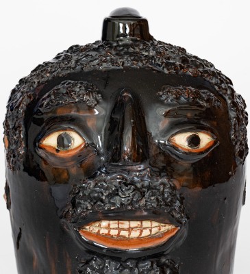 Rare and Important Crooksville, Ohio Stoneware Face Jug, probably Burley & Winter