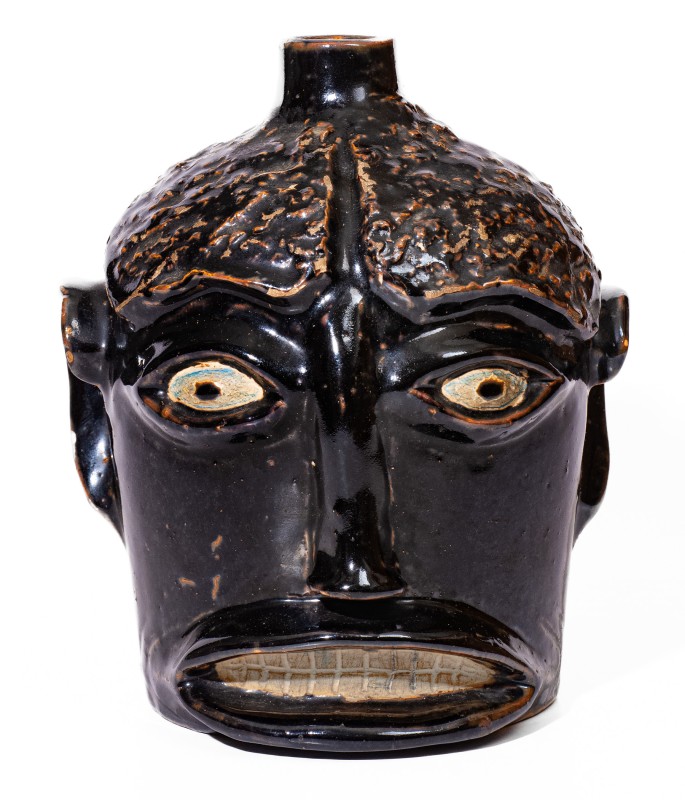 Rare Stoneware Face Jug attrib. Ernest Galloway, Paducah, Kentucky