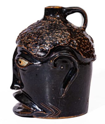Rare Stoneware Face Jug attrib. Ernest Galloway, Paducah, Kentucky