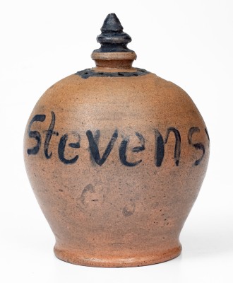 Rare Stoneware Presentation Bank w/ Cobalt Star Decoration, probably Pennsylvania