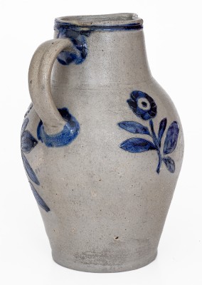 Very Rare and Important Henry Remmey, Baltimore Stoneware Pitcher w/ Elaborate Incised Bird and Floral Designs