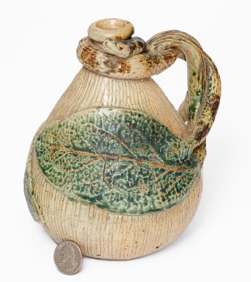 Very Rare Temperance / Snake Jug, Jacob Bachley, Anna or Texarkana Pottery, c1880