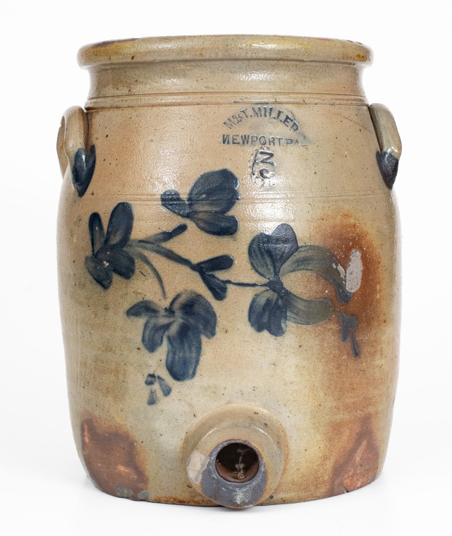 Extremely Rare M. & T. MILLER / NEWPORT, PA 3 Gal. Stoneware Water Cooler
