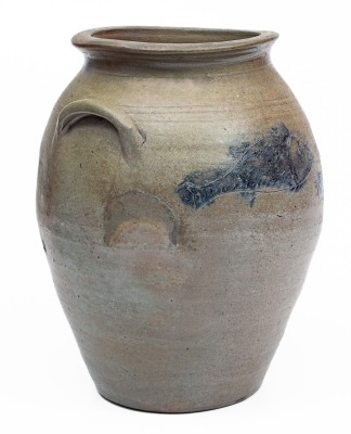 Extremely Rare and Important James River, VA Stoneware Jar w/ Incised Fish Decoration