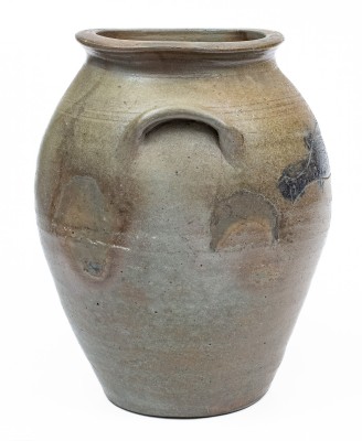 Extremely Rare and Important James River, VA Stoneware Jar w/ Incised Fish Decoration