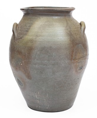 Extremely Rare and Important James River, VA Stoneware Jar w/ Incised Fish Decoration