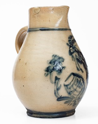 Outstanding Stoneware Pitcher w/ Elaborate Goat and Barrel Decoration attrib. MacQuoid, New York City