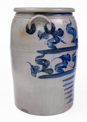 Exceptional 10 Gal. BOUGHNER / GREENSBORO, PA Stoneware Jar w/ Elaborate Freehand Decoration