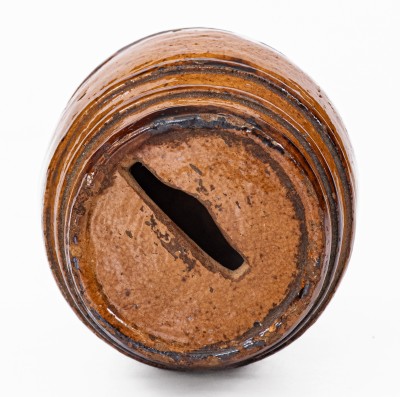 Extremely Rare Adam B. Pfaltzgraff / York, PA Redware Barrel-Form Bank