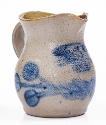 Exceedingly Rare and Important Small-Sized Harrisburg, PA Presentation Pitcher by J. M. Thomas at Cowden & Wilcox Pottery