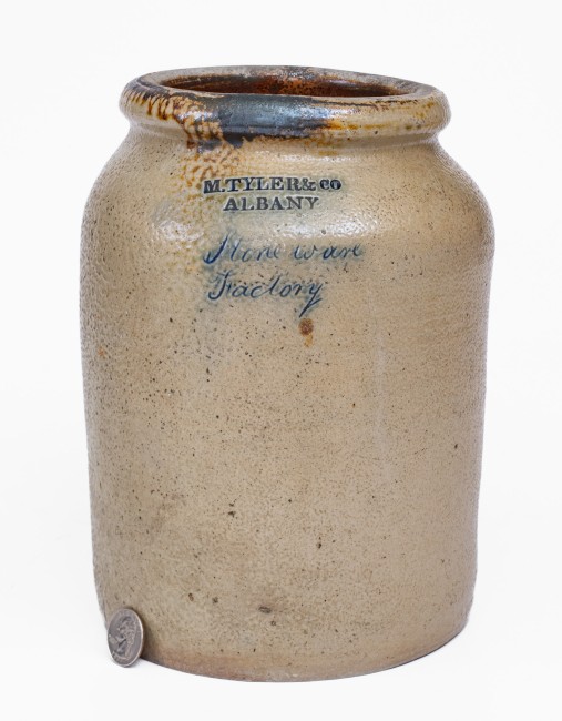 Very Rare M. TYLER & CO. / ALBANY Stoneware Jar Inscribed 