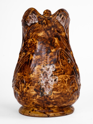 Exceptional S. RISLEY / NORWICH, CT Slip-Decorated Stoneware Corn Pitcher