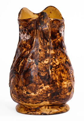 Exceptional S. RISLEY / NORWICH, CT Slip-Decorated Stoneware Corn Pitcher