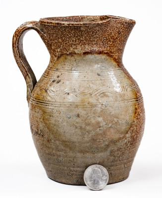 Very Rare C.C. BALLARD / HAYS, NC Stoneware Pitcher for Neighbor Sarah Owens, 1901
