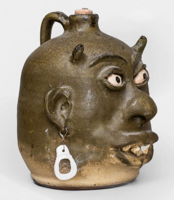 Rare Lanier Meaders (Cleveland, GA) Devil Face Jug, circa 1970