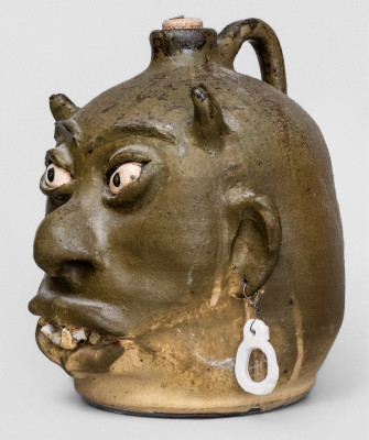 Rare Lanier Meaders (Cleveland, GA) Devil Face Jug, circa 1970