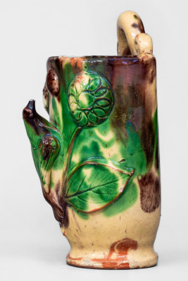 Fine Shenandoah Valley Multi-Glazed Redware Wall Pocket, attrib. J. Eberly, Strasburg, VA