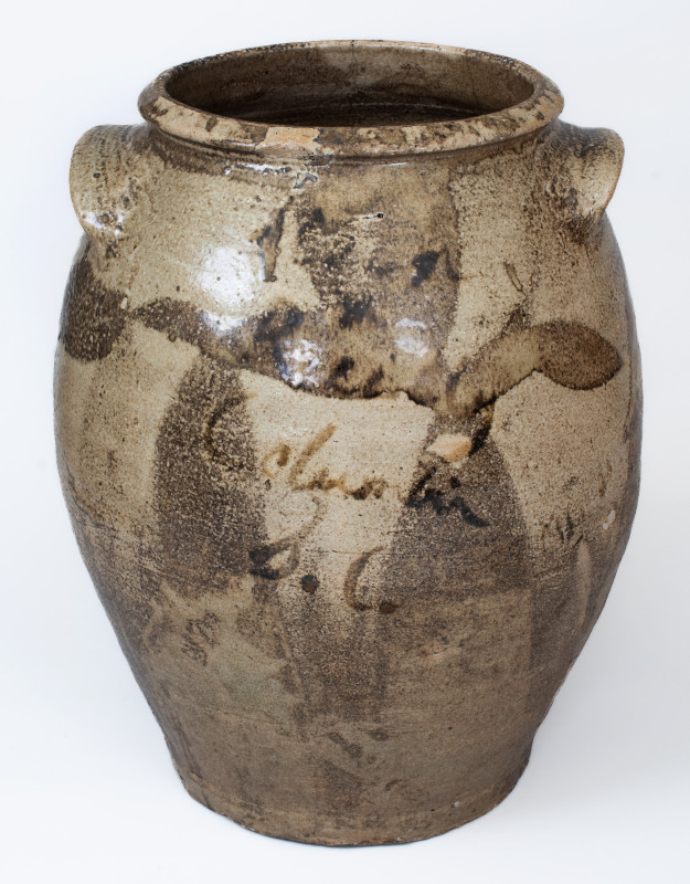 Extremely Rare and Important Columbia, South Carolina Stoneware Merchant Jar att. L. M. Landrum, c1860