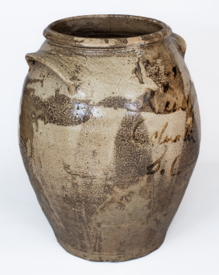 Extremely Rare and Important Columbia, South Carolina Stoneware Merchant Jar att. L. M. Landrum, c1860