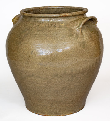Exceedingly Rare and Important Aug. 3, 1836 Stoneware Jar att. Enslaved Potter Harry, Pottersville, Edgefield, SC