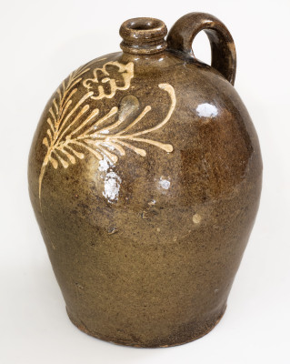 Rare attrib. Collin Rhodes, Shaw s Creek, Edgefield District, SC Two-Color Slip Jug w/ Incised 