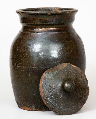 Very Rare Stoneware Lidded Jar by Greenville County, SC African-American Potter RICH WILLIAMS