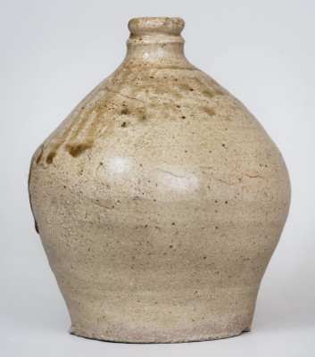 Fine Pottersville, Edgefield District, SC Stoneware Quart-Sized Jug w/ Impressed U Mark
