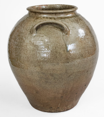 Alkaline-Glazed Stoneware Jar w/ Iron-Slip Floral Decoration, attrib. Thomas Chandler, Edgefield District, SC