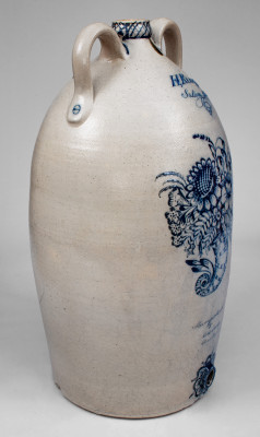 Exceptional 10 Gal. Stoneware Presentation Cooler w/ Extravagant Cornucopia Design, G. B. Purdy, Atwater, OH, c1850