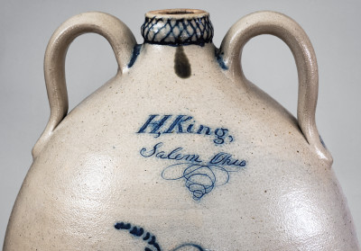 Exceptional 10 Gal. Stoneware Presentation Cooler w/ Extravagant Cornucopia Design, G. B. Purdy, Atwater, OH, c1850