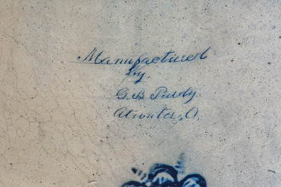 Exceptional 10 Gal. Stoneware Presentation Cooler w/ Extravagant Cornucopia Design, G. B. Purdy, Atwater, OH, c1850