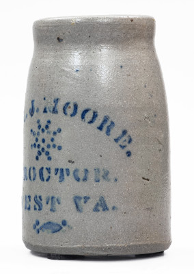 Rare and Fine Stoneware Canning Jar w/ PROCTOR, W. VA Advertising and Star Decoration