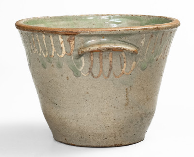 CHANDLER / MAKER (Thomas Chandler) Edgefield District, SC Stoneware Bowl w/ Kaolin Slip Decoration