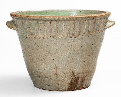 CHANDLER / MAKER (Thomas Chandler) Edgefield District, SC Stoneware Bowl w/ Kaolin Slip Decoration