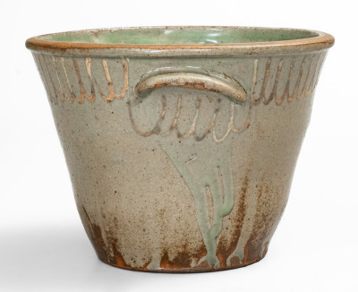 CHANDLER / MAKER (Thomas Chandler) Edgefield District, SC Stoneware Bowl w/ Kaolin Slip Decoration