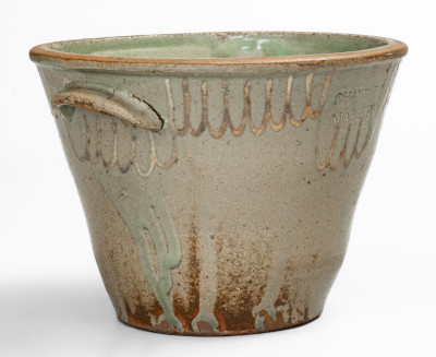 CHANDLER / MAKER (Thomas Chandler) Edgefield District, SC Stoneware Bowl w/ Kaolin Slip Decoration