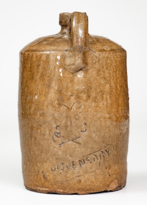 Rare S.C. DISPENSARY Stoneware Jug, attrib. J. G. Baynham, Trenton, Edgefield District, SC
