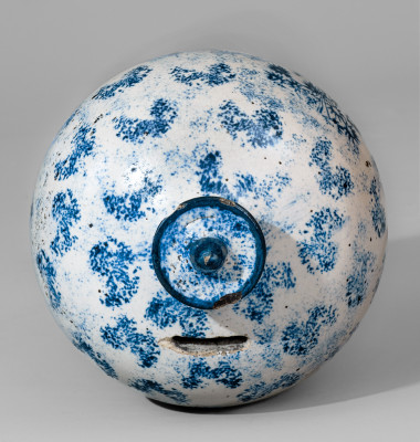 Exceedingly Rare Stoneware South Carolina Dispensary Bank w/ Sponged Cobalt Decoration