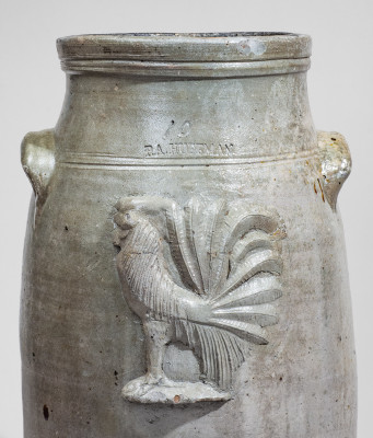 Extremely Rare P.A. HUFFMAN (Madison County, Kentucky) Ten-Gallon Churn w/ Applied Rooster Design