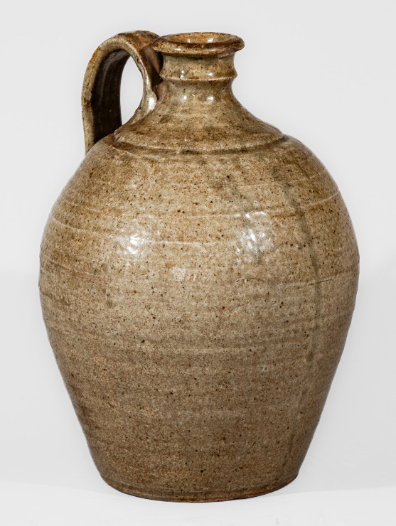 Extremely Rare Small-Sized Stoneware Jug w/ Incised Initial, Edgefield District, South Carolina