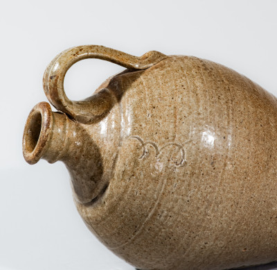 Extremely Rare Small-Sized Stoneware Jug w/ Incised Initial, Edgefield District, South Carolina
