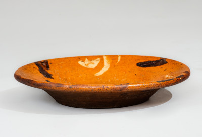 Alamance County, NC Redware Dish w/ Two-Color-Slip Decoration, circa 1820-50