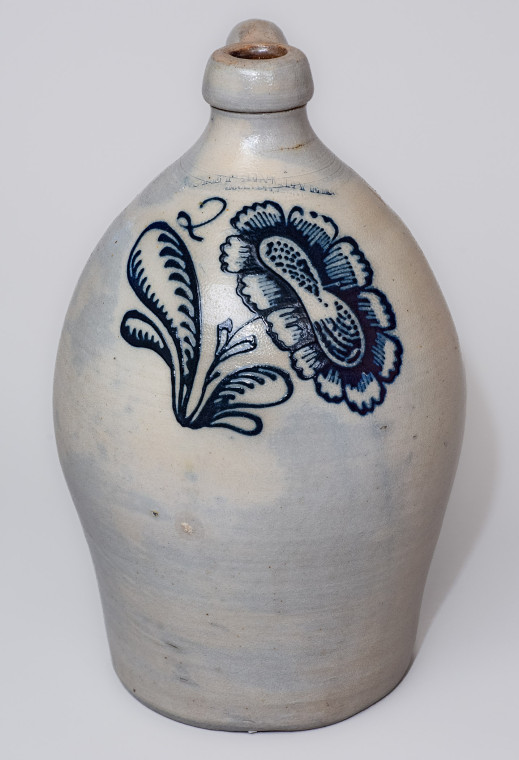Fine F. STETZENMEYER / ROCHESTER N.Y. Stoneware Jug w/ Floral Design
