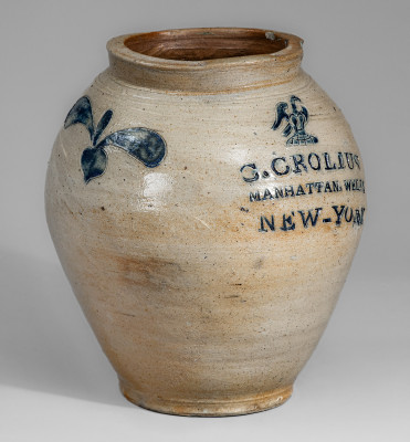 Exceedingly Rare and Important C. CROLIUS / MANHATTAN WELLS / NEW-YORK Federal Eagle Jar